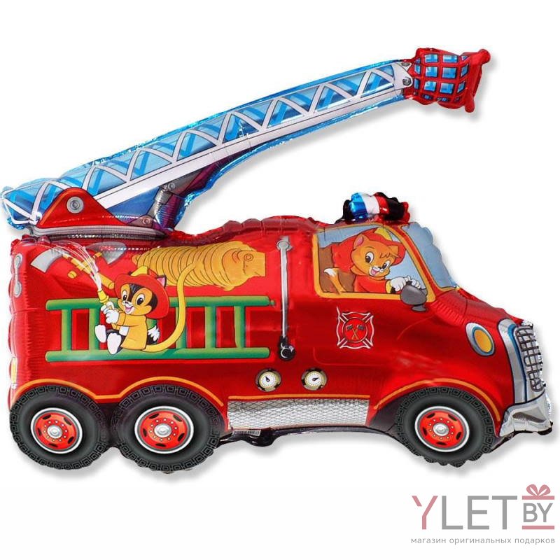 Шар (31''/79 см) Фигура, Пожарная машина со зверятами