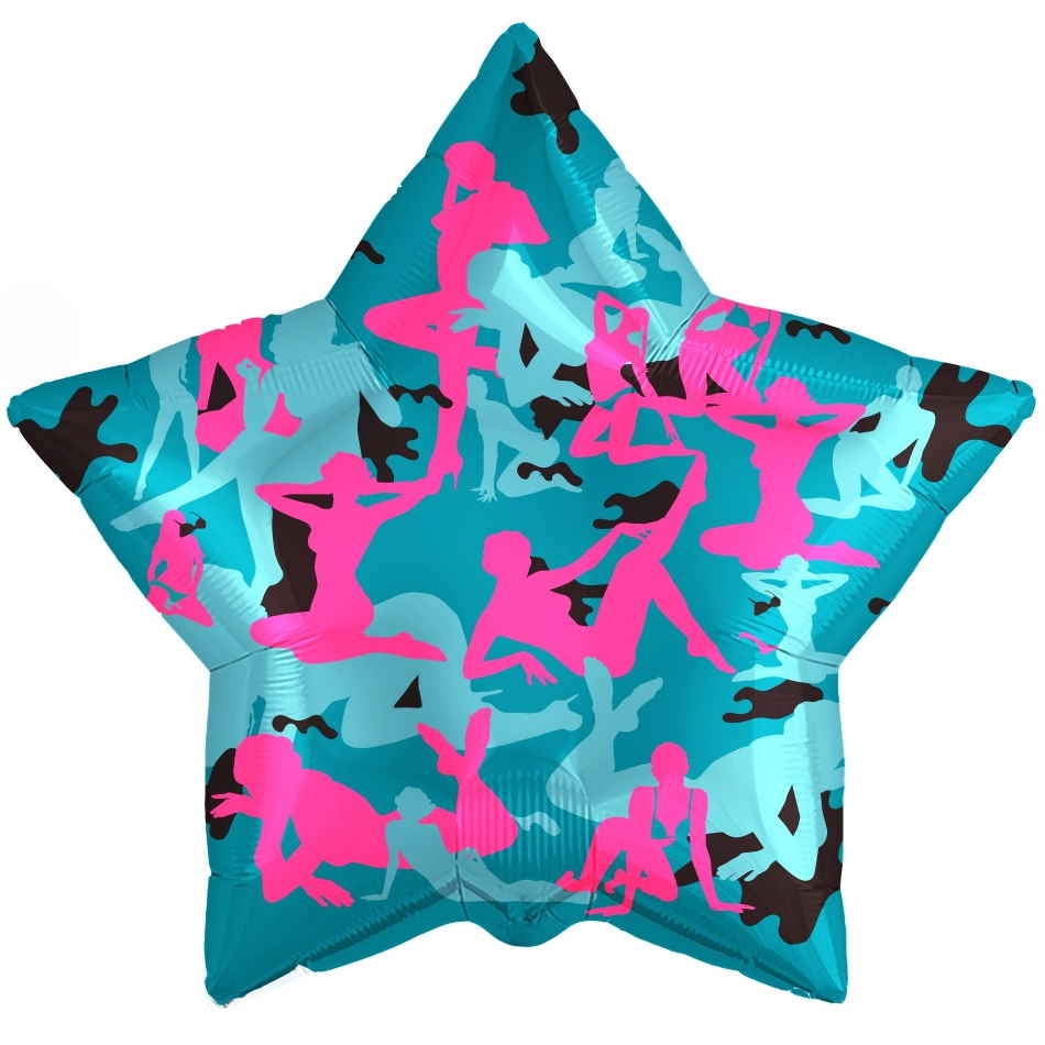 Шар (21''/53 см) Звезда, Камуфляж, Девушки