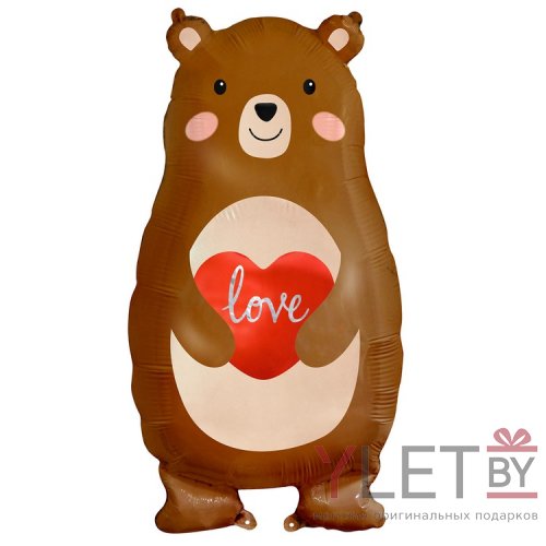 Шар (31''/79 см) Фигура, Мишка с сердцем