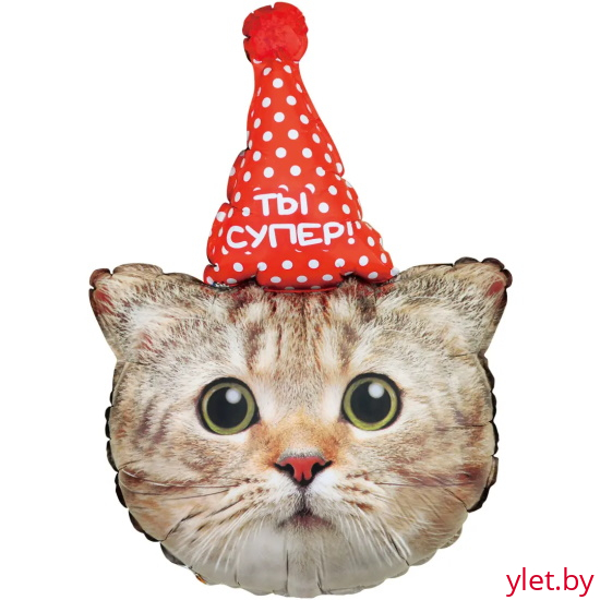 Шар (32''/81 см) Фигура, Котенок в колпачке