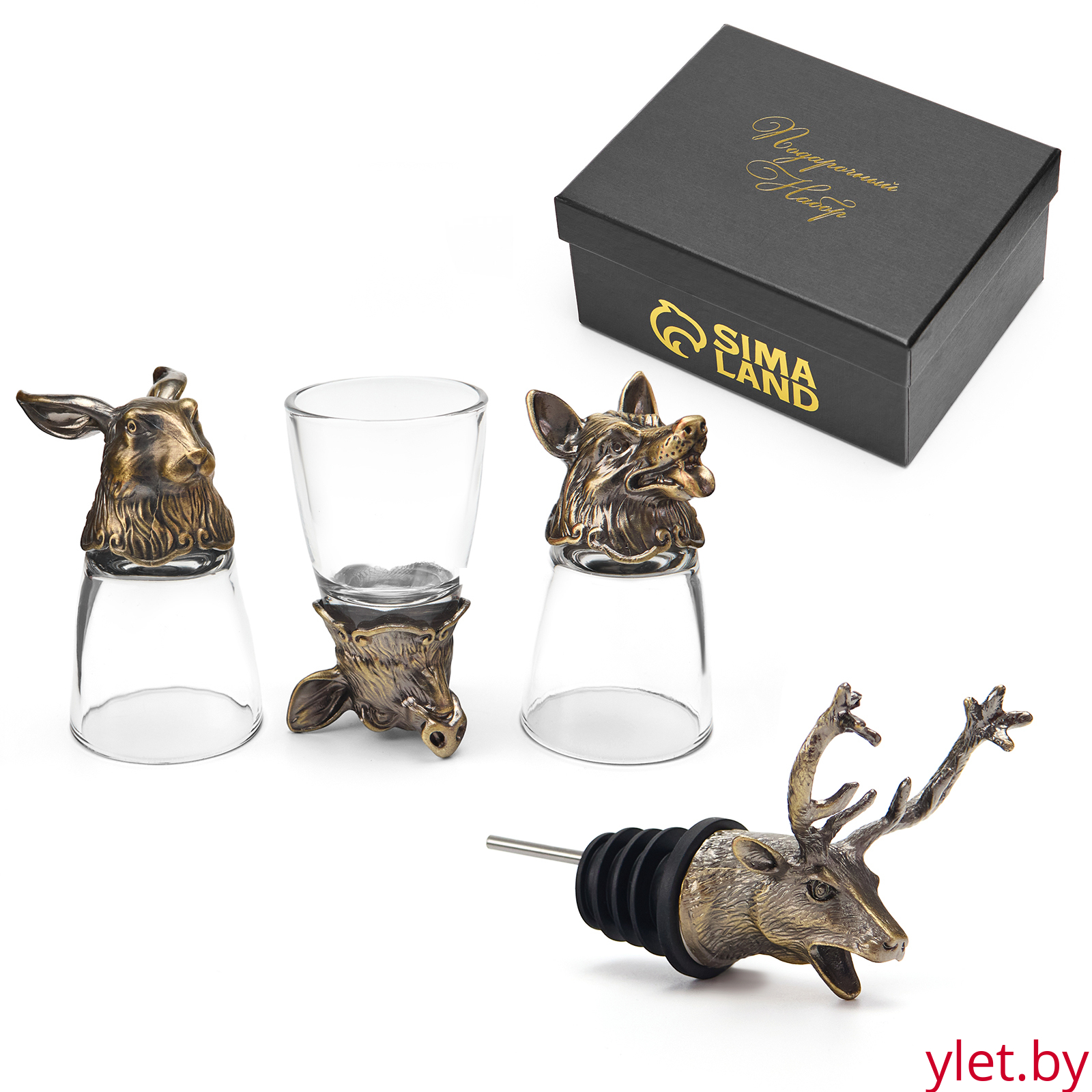 Подарочный набор 4 в 1 "Охотнику": 3 рюмки по 30 мл, дозатор