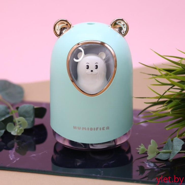 Настольный увлажнитель воздуха -  ночник "Bear in a spacesuit", green,  (портативный, USB)