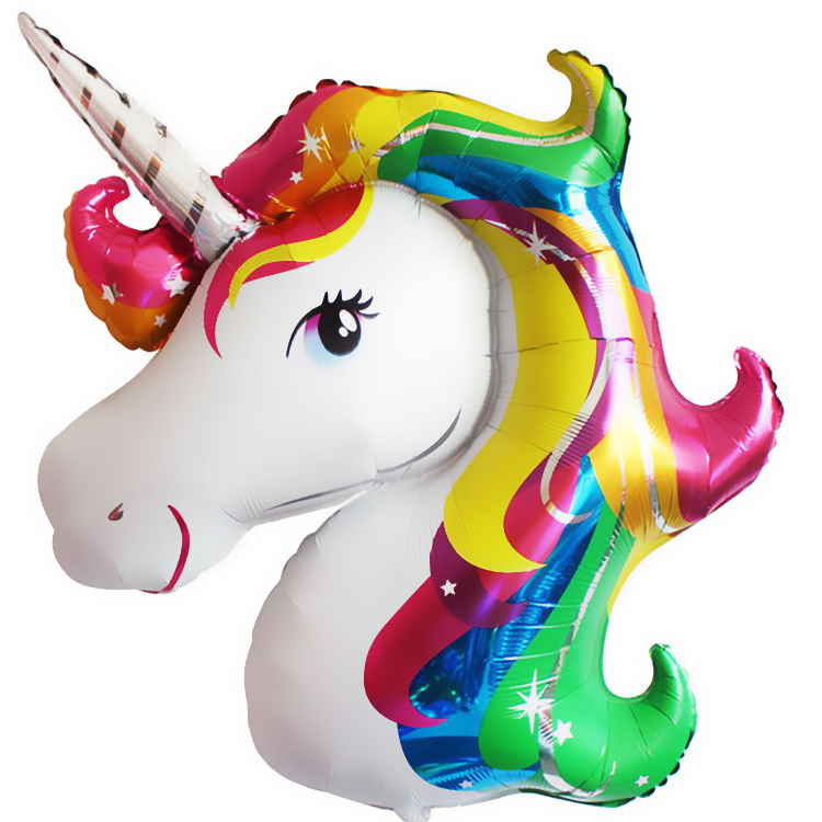 Шар (41''/104 см) Фигура, Голова, Радужный Единорог