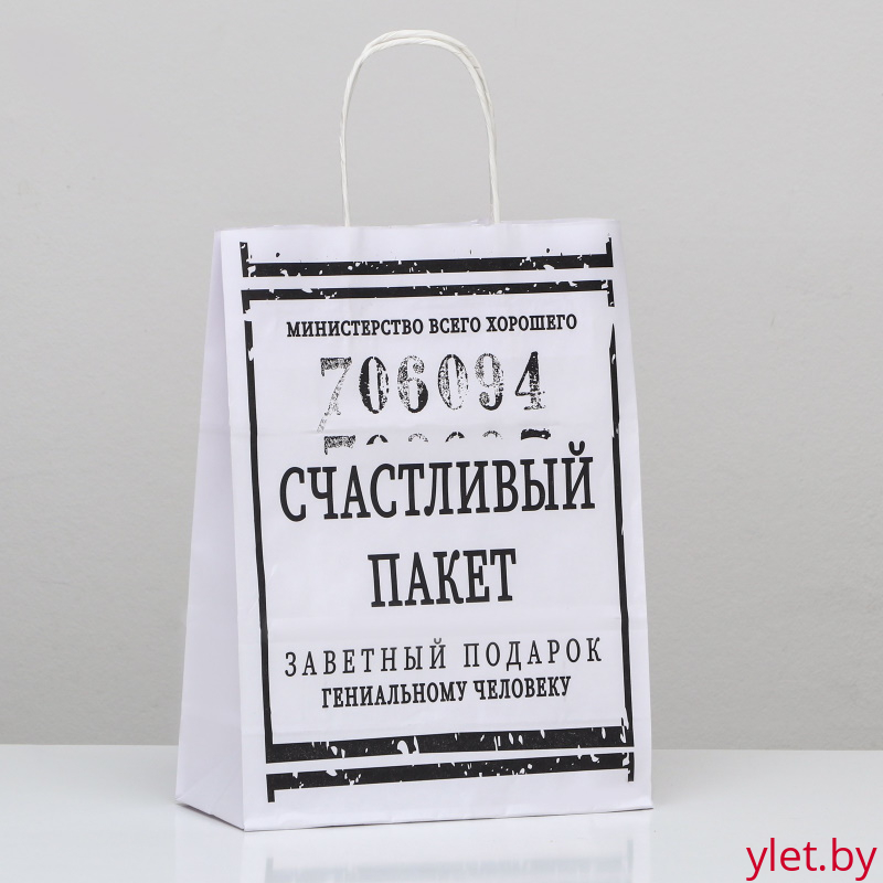 Пакет подарочный с приколами Счастливый пакет, 24 х 10,5 х 32 см