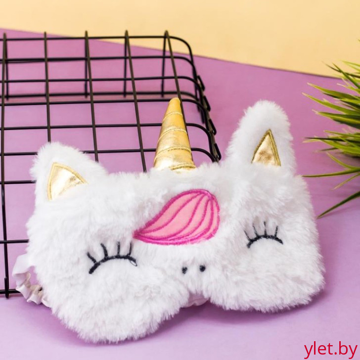 Маска для сна "White unicorn, golden horn"