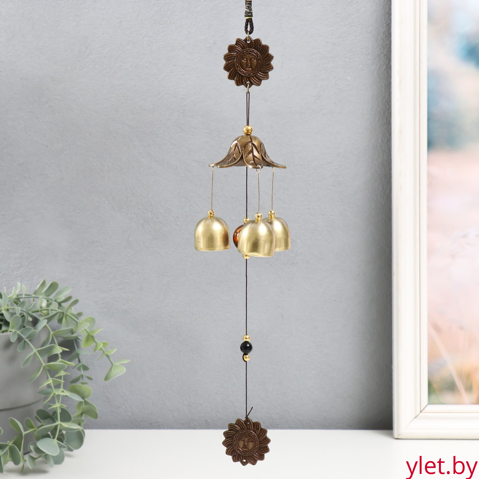 Музыка ветра металл "Солнце" 3 колокольчика 35 см