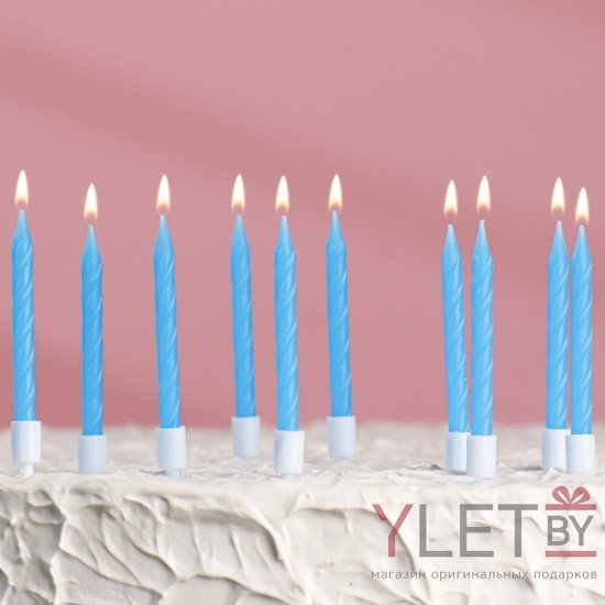 Свечи для торта Неон синие, 10 шт