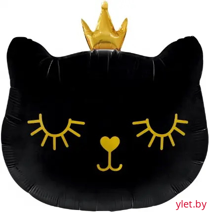 Шар (22''/56 см) Фигура, Котенок Принцесса, Черный