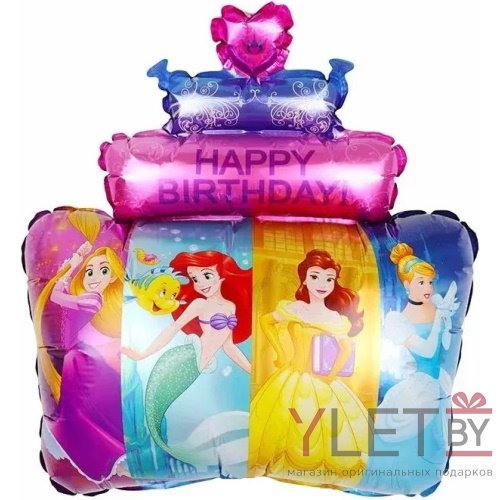 Шар (31''/79 см) Фигура, Принцессы Диснея, С Днем Рождения!