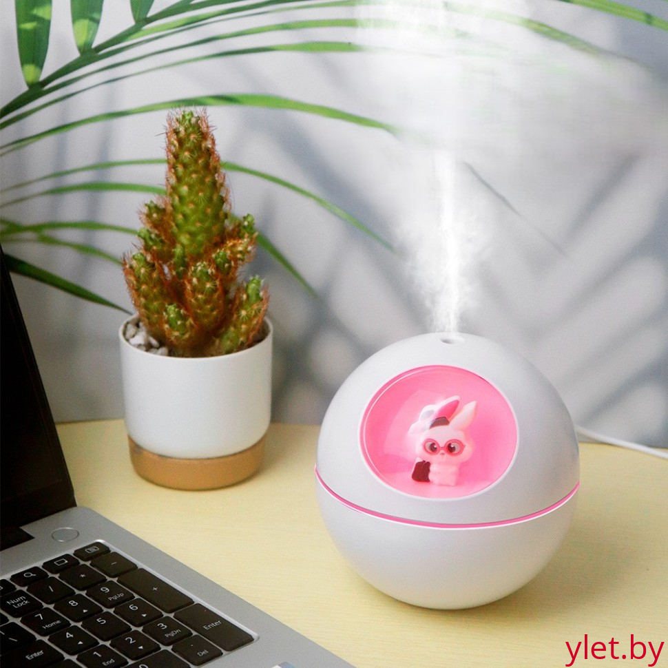 Настольный увлажнитель воздуха - ночник "Bunny in pink glasses", white, (портативный, USB)