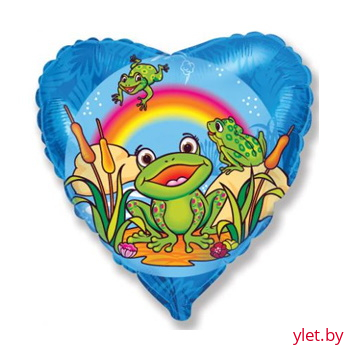 Шар (18''/46 см) Сердце, Веселые лягушата
