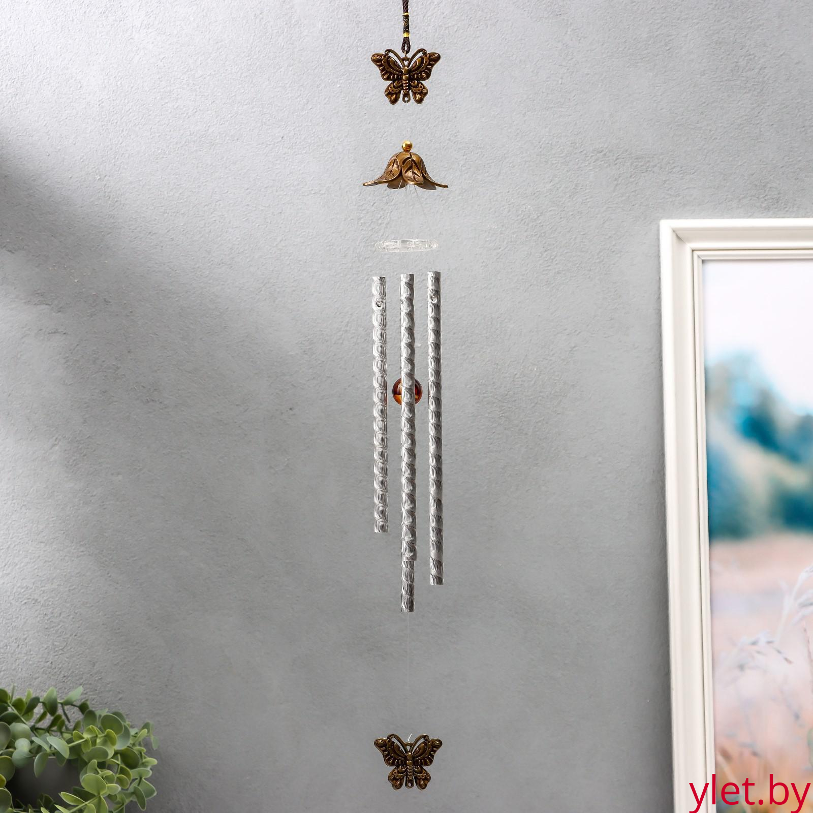 Музыка ветра металл "Бабочки" 4 трубки 60 см