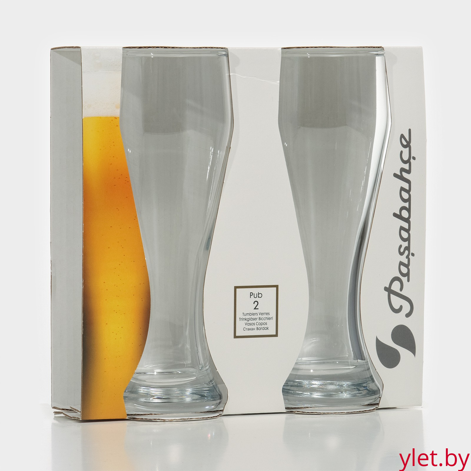 Стаканы для пива Pub 415 мл, стекло, прозрачные,