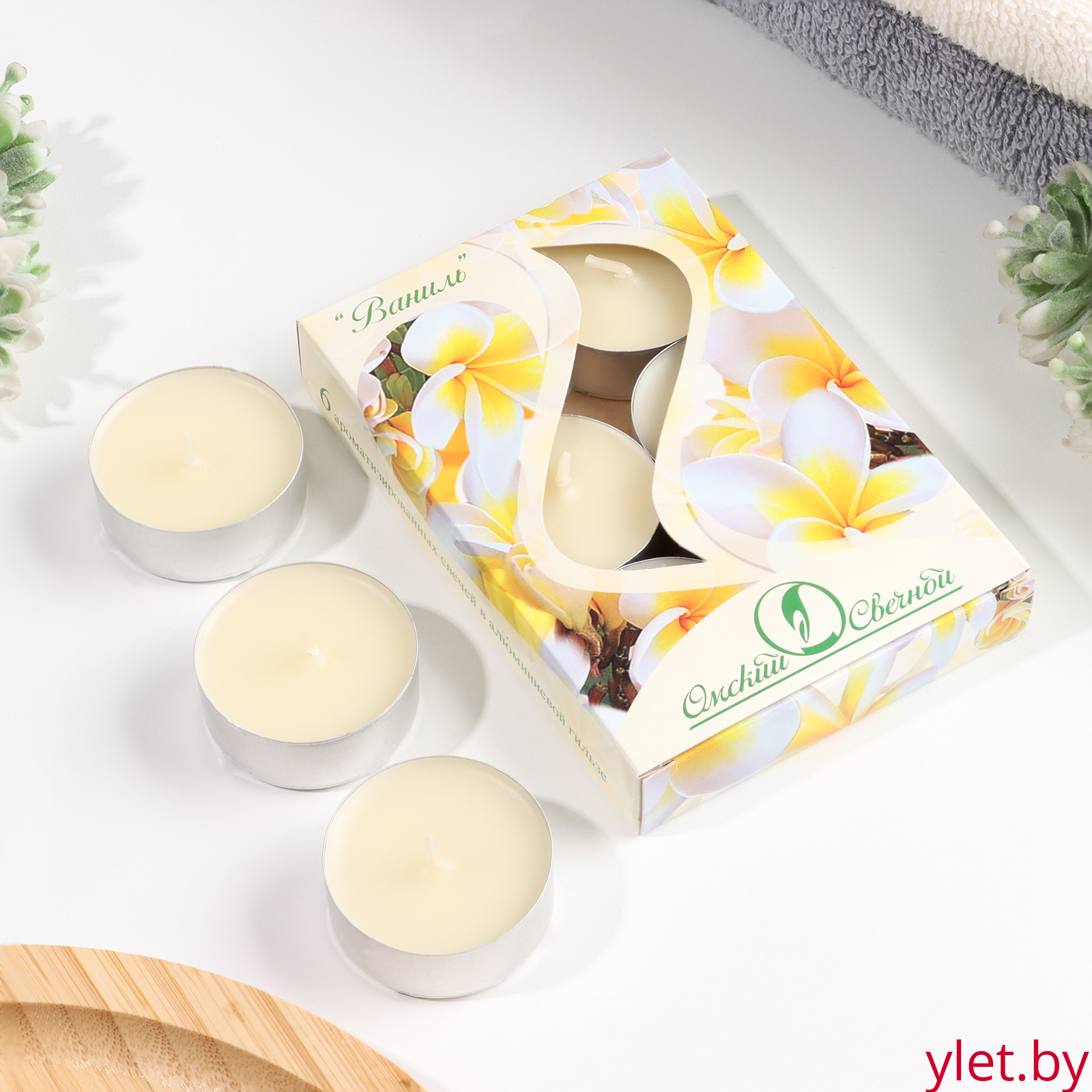 Набор чайных свечей ароматических "Ваниль", 3,8х1,6 см, 3,5 ч, 12 г, 6 штук