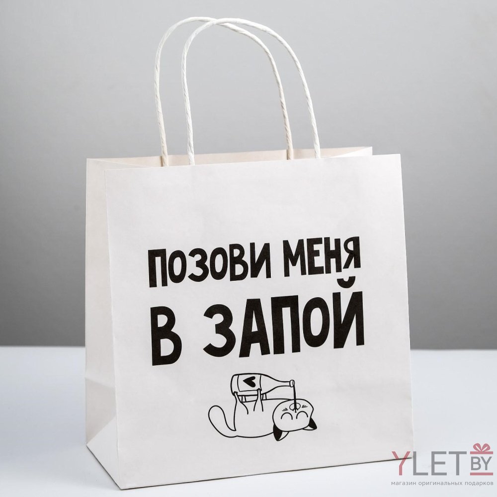 Пакет подарочный Позови меня, 22 × 22 × 11 см