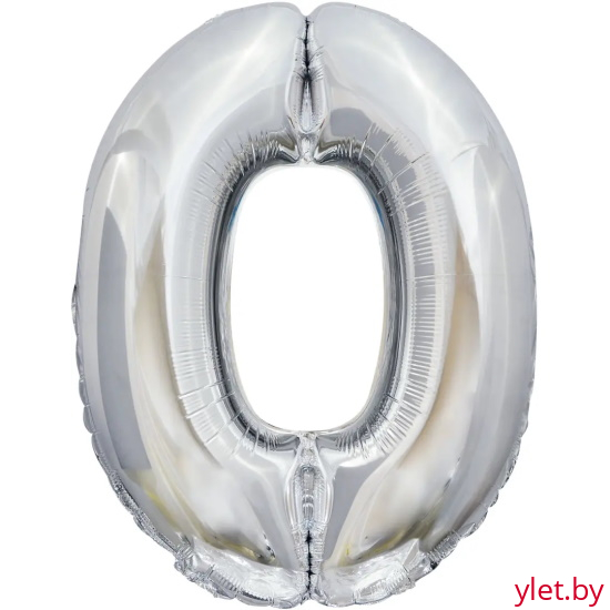 Шар (34''/86 см) Цифра, 0, Серебро