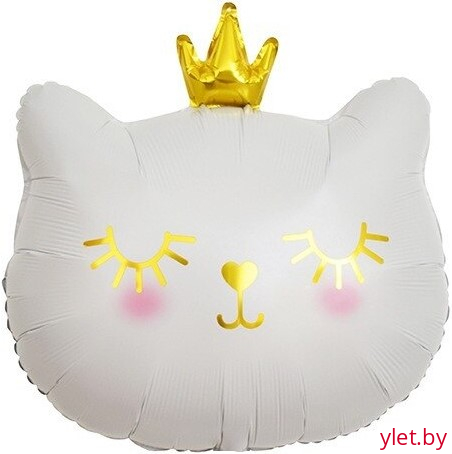 Шар (22"/56 см) Котенок Принцесса, Белый