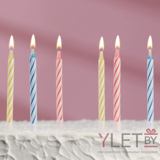 Свечи для торта незадуваемые Спираль, 10 шт
