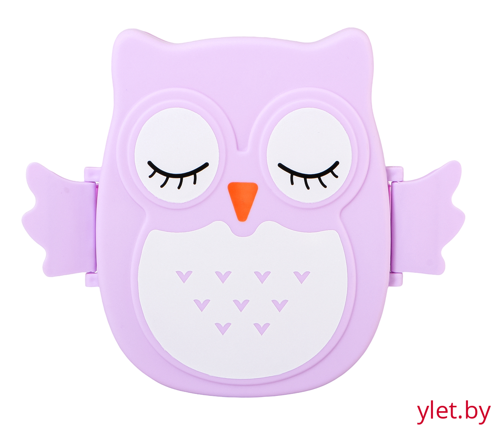 Ланч-бокс "Сова" сиреневая, контейнер для еды