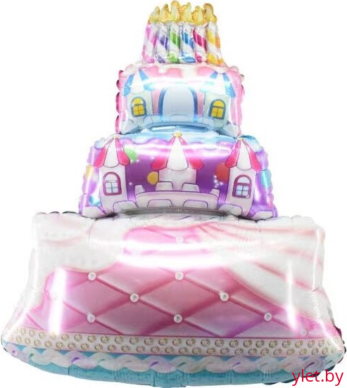 Шар (30''/76 см) Фигура, Торт, Сказочный замок, Розовый ПОД ВОЗДУХ