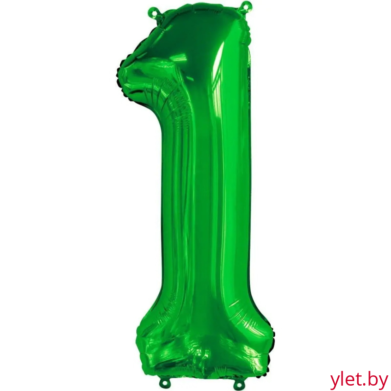 Шар (34''/86 см) Цифра, 1, Slim, Зеленый