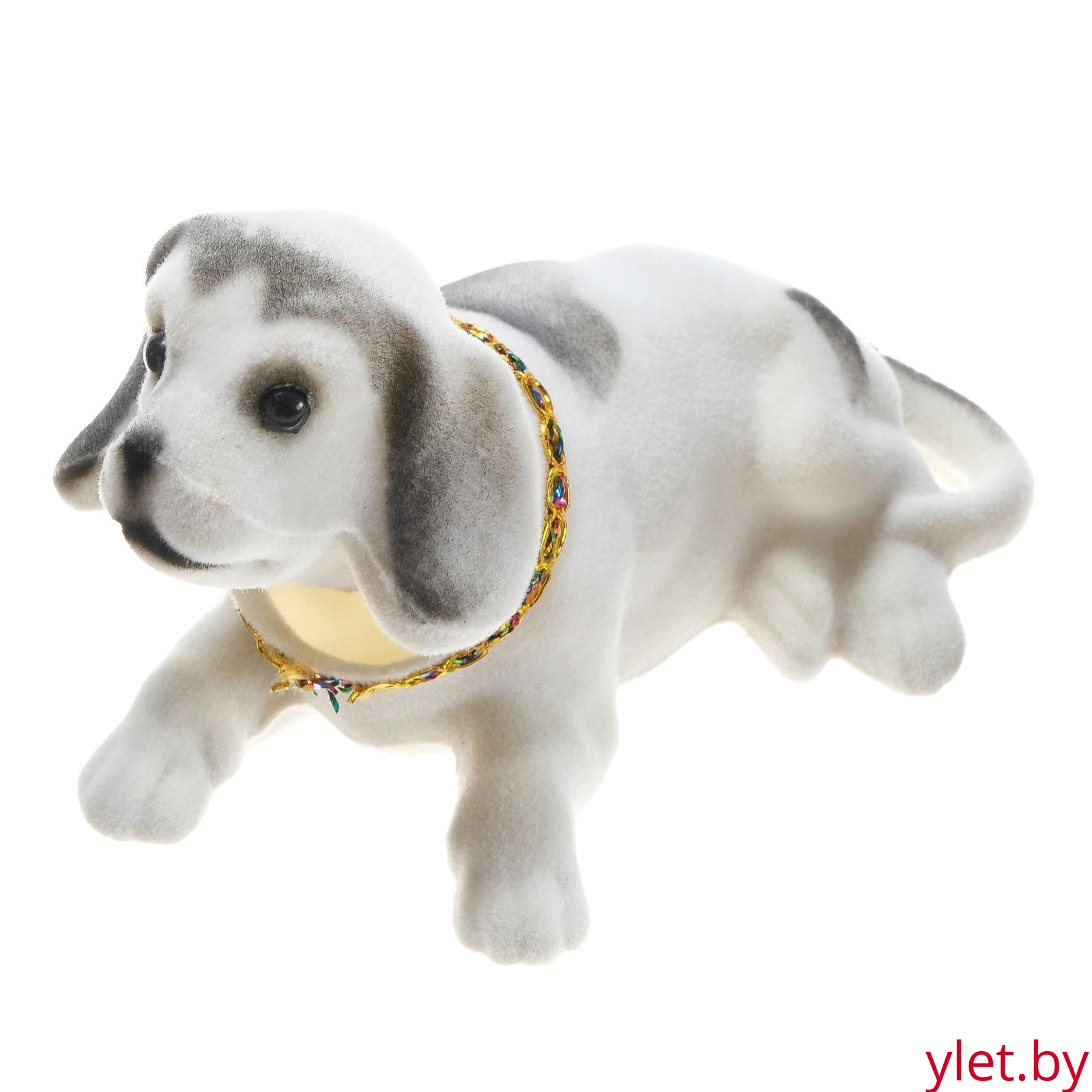 Собака на панель авто, качающая головой, белый окрас, 16 х 13 х 8,5