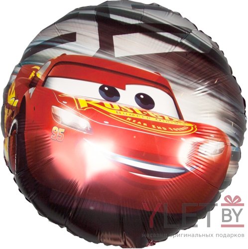 Шар (18''/46 см) Круг, Тачки, Молния МакКуин, Красный