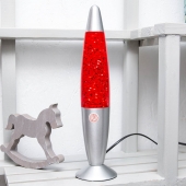 Лава лампа с блестками в сером корпусе 42 см Красная