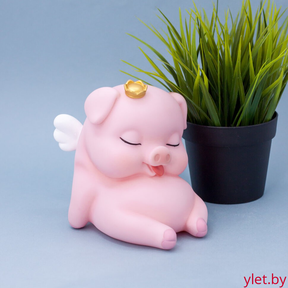 Копилка "King pig", pink (14 см), пластик