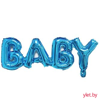 Шар (32"/81 см) Фигура, Надпись Baby, Синий ПОД ВОЗДУХ