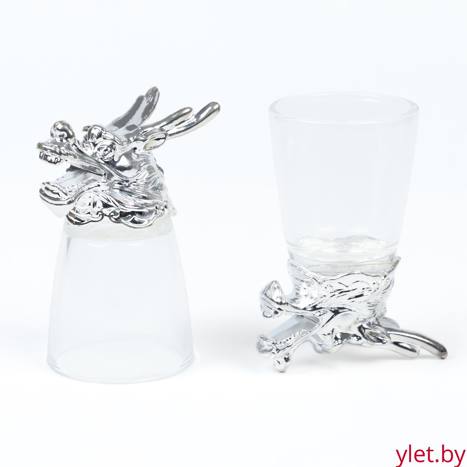 Стопка-перевертыш "Дракон", серебряный