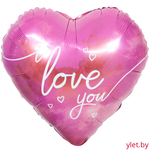 Шар (18''/46)  Сердце, Люблю тебя (парящие сердца), Розовый