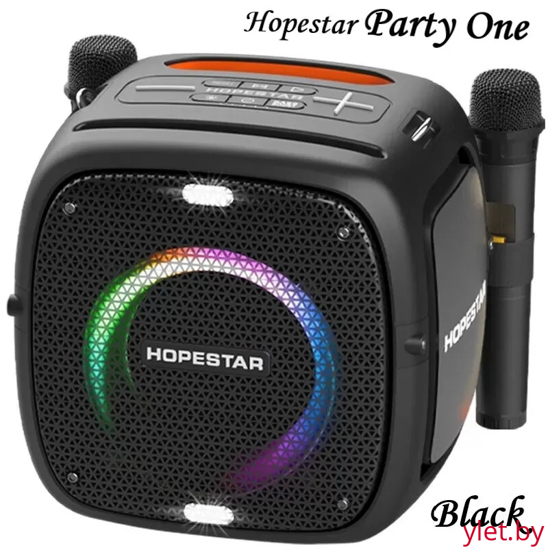 Портативная колонка Hopestar Powerful Party one 80W с двумя микрофонами Черная