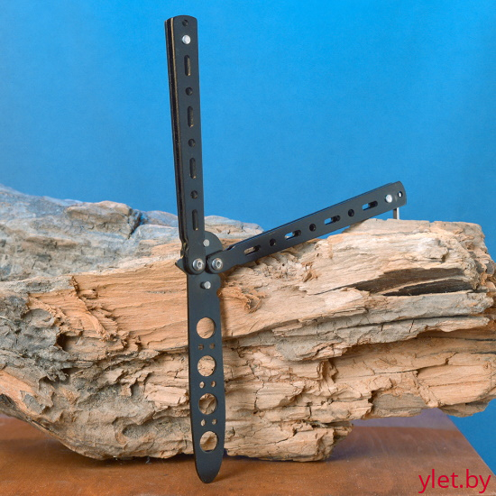 Нож бабочка тренировочный черный Круг с овалом