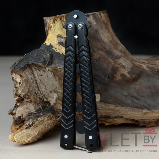 Нож бабочка тренировочный черный Косичка