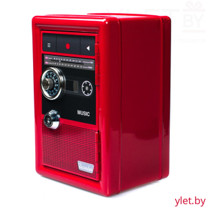 Копилка сейф с ключом Радио ретро Красная