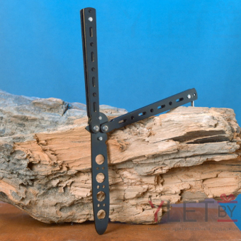 Нож бабочка тренировочный черный Круг с овалом