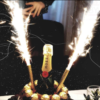 Свеча Фонтан для торта, Золото, 12 см, 1 шт