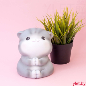 Копилка "Gray cat", paws together (16 см), пластик
