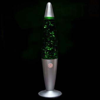 Лава лампа с блёстками в сером корпусе 35 см Зеленая