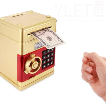 Копилка сейф большая Золотая