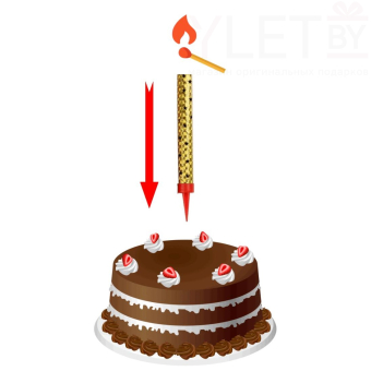 Свеча Фонтан для торта, Золото, 18 см, 1 шт