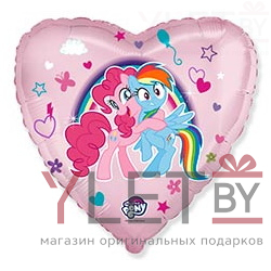 Шар (18"/46 см) Сердце, My Little Pony, Лошадки Пинки Пай и Радуга, Розовый
