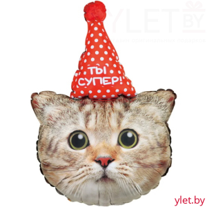 Шар (32''/81 см) Фигура, Котенок в колпачке