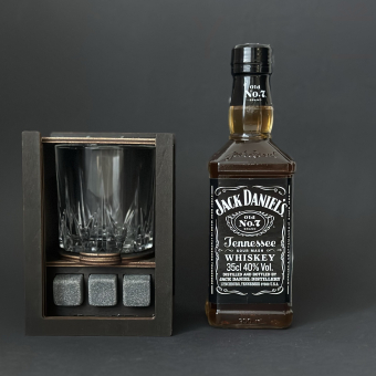 Набор для виски Premium «Jack Daniels» (cтакан + 3 камня)