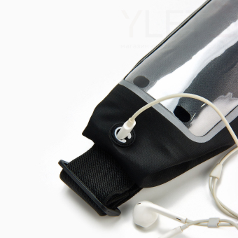 Сумка поясная "Бест" на молнии, 24*0,3*10 см, светоотражающие элементы, черный