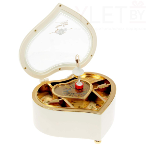 Шкатулка музыкальная с танцующей балериной Сердце белое механическая