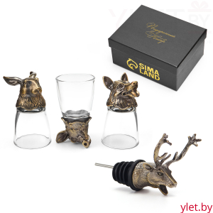 Подарочный набор 4 в 1 "Охотнику": 3 рюмки по 30 мл, дозатор