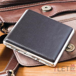 Портсигар под кожу темный коричневый