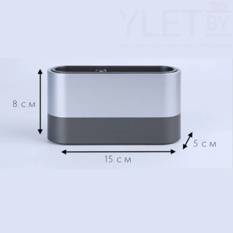 Подставка для канцтоваров двойная с часами, календарем и термометром
